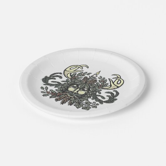 Platte Winter-Greenman Holiday/Solstice Pappteller (Schrägansicht)