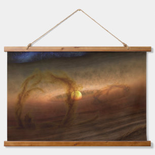 Platten aus planetbildenden Materialien, Rundstein Wandteppich Mit Holzrahmen