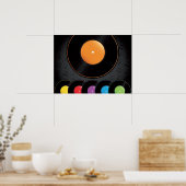 Platten der Turntable in lebhaften Farben Poster (Küche)