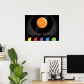 Platten der Turntable in lebhaften Farben Poster (Heimbüro)