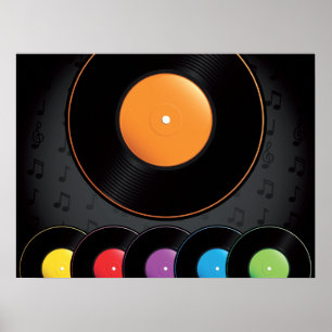 Platten der Turntable in lebhaften Farben Poster