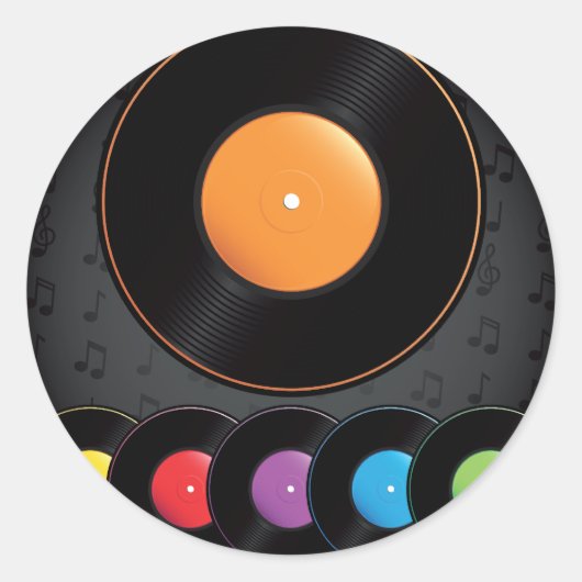 Platten der Turntable in lebhaften Farben Runder Aufkleber (Vorderseite)