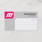 Platten-Monogramm - Neonrotes und grau Visitenkarte (Rückseite)