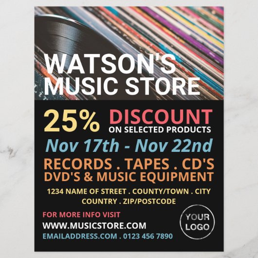 Platten, Music Store Werbung Flyer (Vorne)