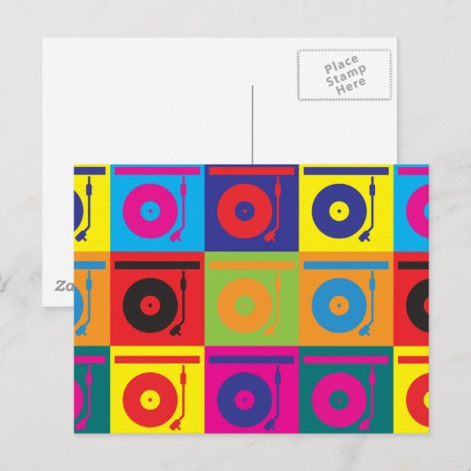 Platten Pop Kunst Postkarte (Vorne/Hinten)