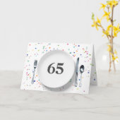Platten und Silberwaren zum 65. Geburtstag Karte (Gelbe Blume)