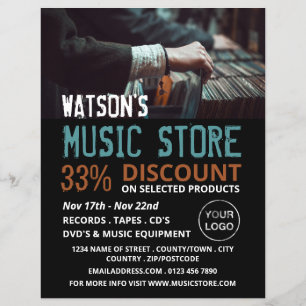 Plattenauswahl, Musik-Store-Werbung Flyer