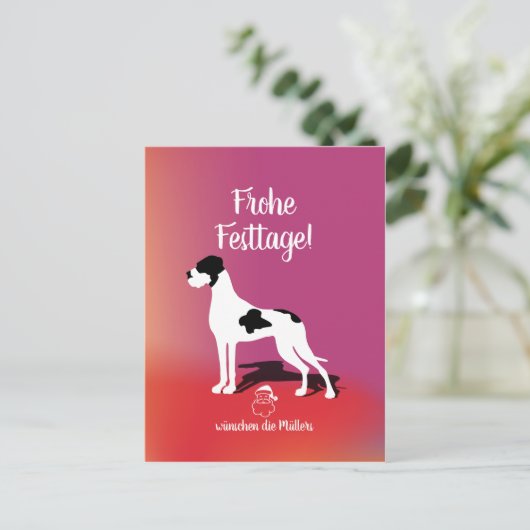 Plattendogge Weihnachtskarte Postkarte (Stehend Vorderseite)