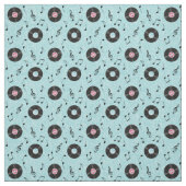 Plattenen-Musik-Gewebe KRW hellblaues Retro Stoff (Muster)