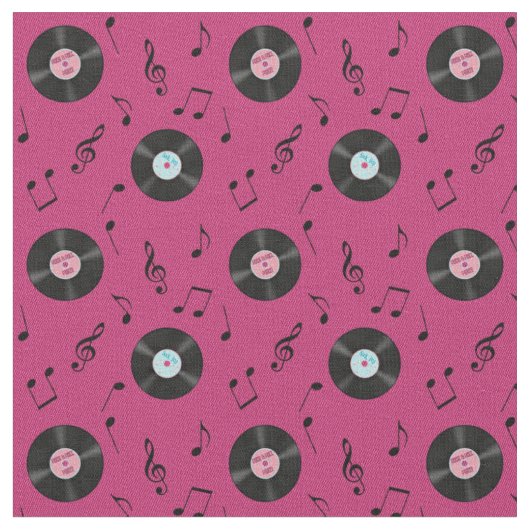 Plattenen-Musik-Gewebe KRW rosa Retro Stoff (Nahaufnahme)