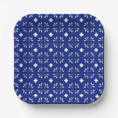 Plattengeschirr aus Square Paper Plate Blue White  Pappteller (Vorderseite)