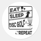 Plattengolffest Sleep Wiederholung Runder Aufkleber (Vorderseite)