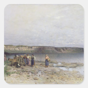 Plattensee mit der Küste von Akarattya, 1885 Quadratischer Aufkleber