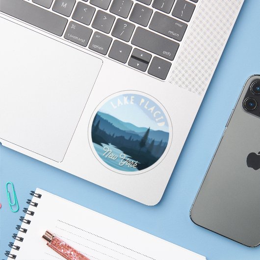 Plattensee, New Yorker Landschaft Aufkleber (Laptop mit iPhone)