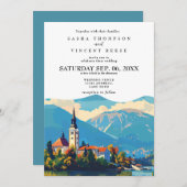 Plattensee Slowenien Einladung Hochzeit Retro (Vorne/Hinten)