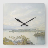 Plattensee und das Sandwich-Gebirge Wasserfarbe Quadratische Wanduhr (Vorderseite)