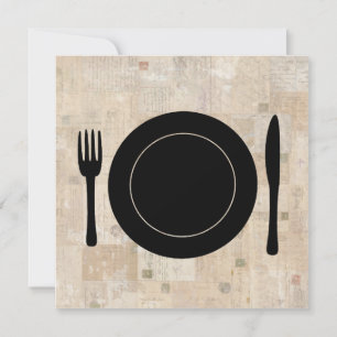 Plattensetzgabel Messer Spoon Vintage Briefmarke Einladung