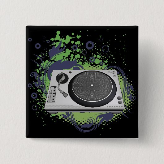 Plattenspieler-DJ-Vektor Button (Vorderseite)
