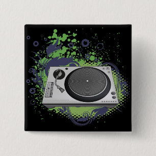 Plattenspieler-DJ-Vektor Button