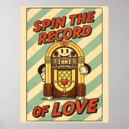 Plattenspieler Jukebox Liebe Retro Vintage Poster