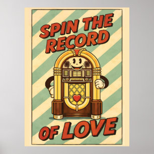 Plattenspieler Jukebox Liebe Retro Vintage Poster