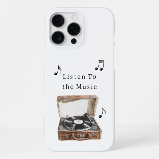 Plattenspieler Musiknoten iPhone Hülle (Rückseite)