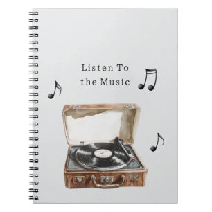 Plattenspieler Musiknoten Notizblock
