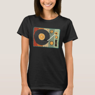Plattenspieler Retro-Musik Schallplattensammler T-Shirt