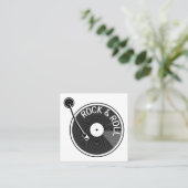 Plattenspieler-Rock und Vinyl-Vinyl-Schallplatte Quadratische Visitenkarte (Stehend Vorderseite)