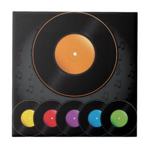 Plattenspieler-Schallplatten in lebendigen Farben Fliese