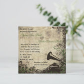 Plattenspieler-Vintage Hochzeits-Einladung Einladung (Stehend Vorderseite)