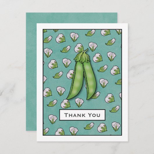 Platterbsen Babydusche Flat Danke Karte (Vorne/Hinten)