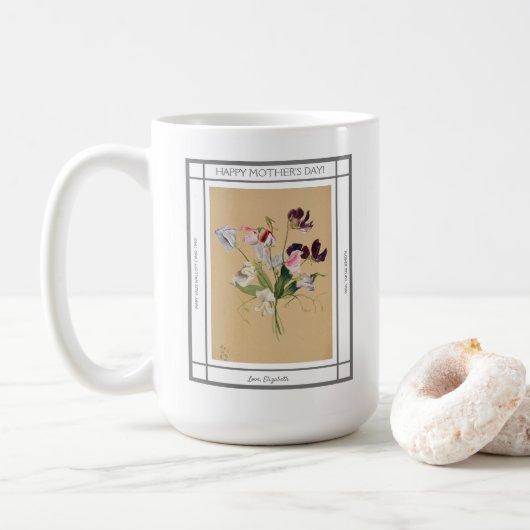 Platterbsen Blume Vintag Muttertag Kaffeetasse (Mit Donut)