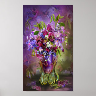 Platterbsen in Sweet Pea Vase Art Poster/Print Poster