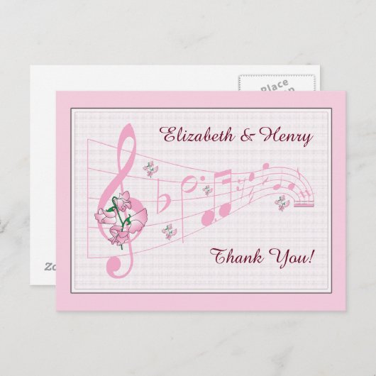 Platterbsen & Musikhochzeit Dankeschön-Karte Postkarte (Vorne/Hinten)