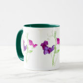 Platterbsen, tiefrosa, lila Wasserfarbe Tasse (Vorderseite Links)