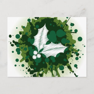 Plättete Paint Christmas Holly Design Feiertagspostkarte