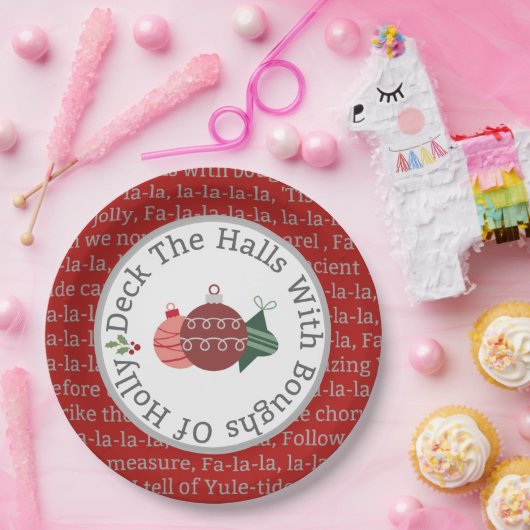 Plattform das Hallen-Weihnachtslied-Rot Pappteller (Party)