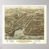 Plattsburgh New York 1877 Antique Panoramic Map Poster (Vorne)