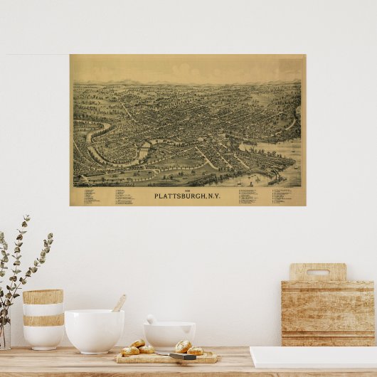 Plattsburgh NY, 1899: Old Print Poster (Küche)