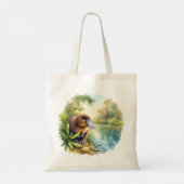 Platypus at the River REF75 - Watercolor Tragetasche (Rückseite)