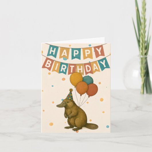 Platypus Birthday Card - Niedliche Aussie Animal Karte (Vorderseite)