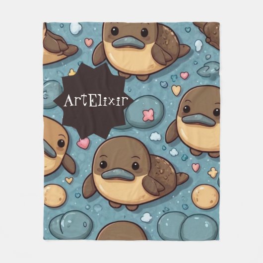 Platypus Brown Print Fleecedecke (Vorderseite)