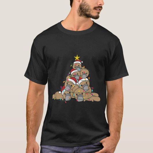 Platypus Christmas Tree Funny Christmas Animals T-Shirt (Vorderseite)