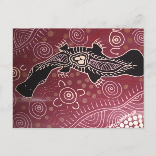 Platypus Dreaming Red von Mundara Koorang Postkarte (Vorderseite)