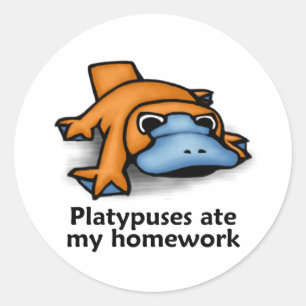 Platypus essen meine Hausaufgaben Runder Aufkleber