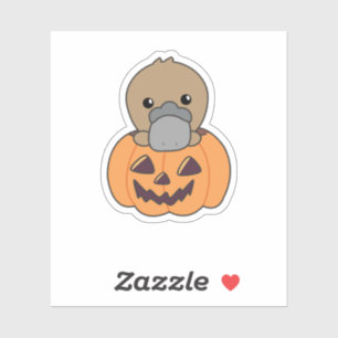 platypus In Pumpkin Sweet Animals Happy Halloween Aufkleber