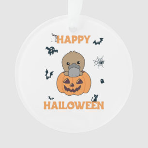 Platypus in Pumpkin Sweet Animals Happy Halloween Ornament