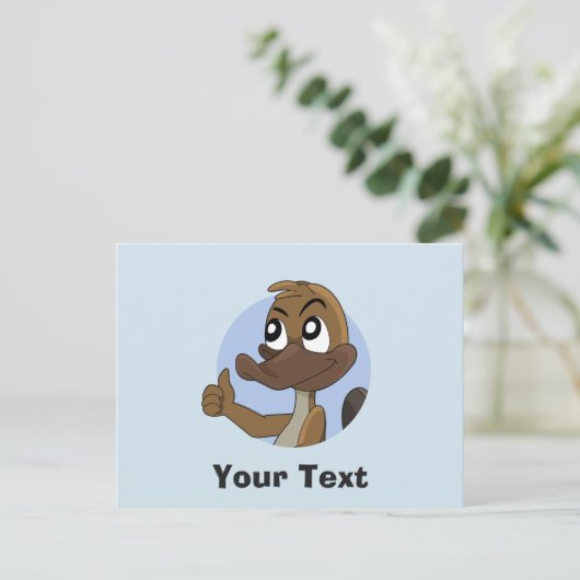 Platypus mit Daumen auf der Postkarte des Cartoon (Stehend Vorderseite)
