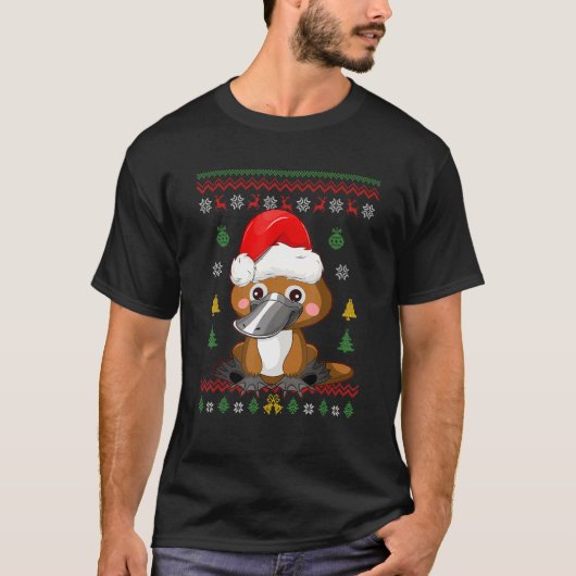 Platypus Weihnachtsbaum Weihnachtsmannmütze Ugly X T-Shirt (Vorderseite)